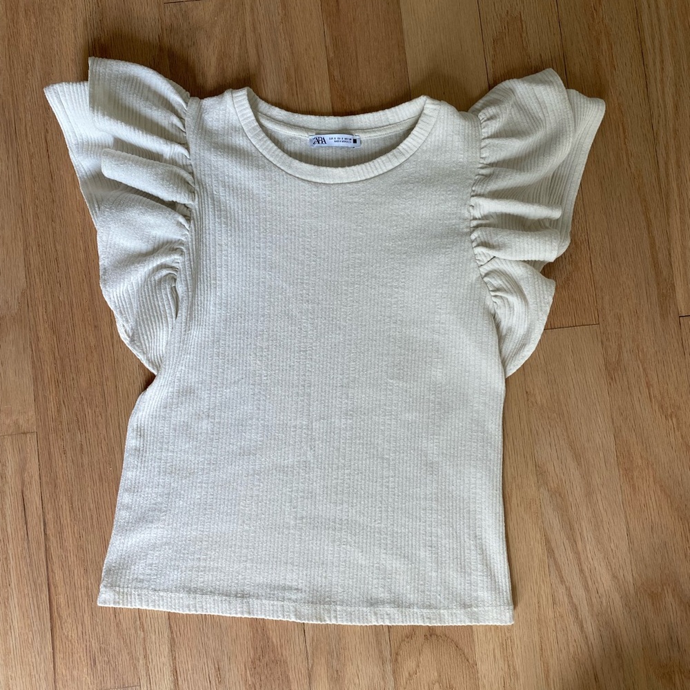 Zara off-white knit fitted top